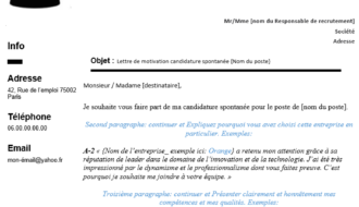 Lettre de motivation candidature spontanée « innovation et technologie »