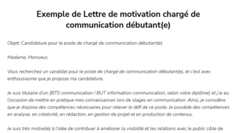 Lettre de motivation chargé de communication