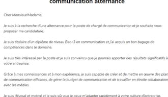 lettre de motivation chargé de communication alternance