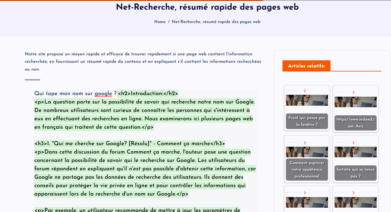 Net-recherche.com: un site qui résume le web