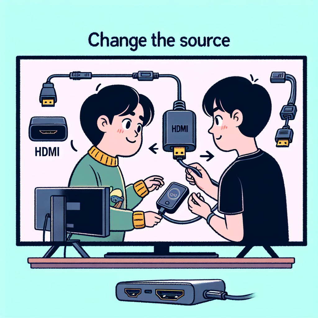 Illustration: Branchez le câble : Connectez un bout du câble HDMI au téléviseur et l\'autre bout à votre téléphone (avec un adaptateur USB-C si nécessaire). Changez la source : Sur votre téléviseur, sélectionnez la source HDMI correspondante à laquelle vous avez branché le câble.