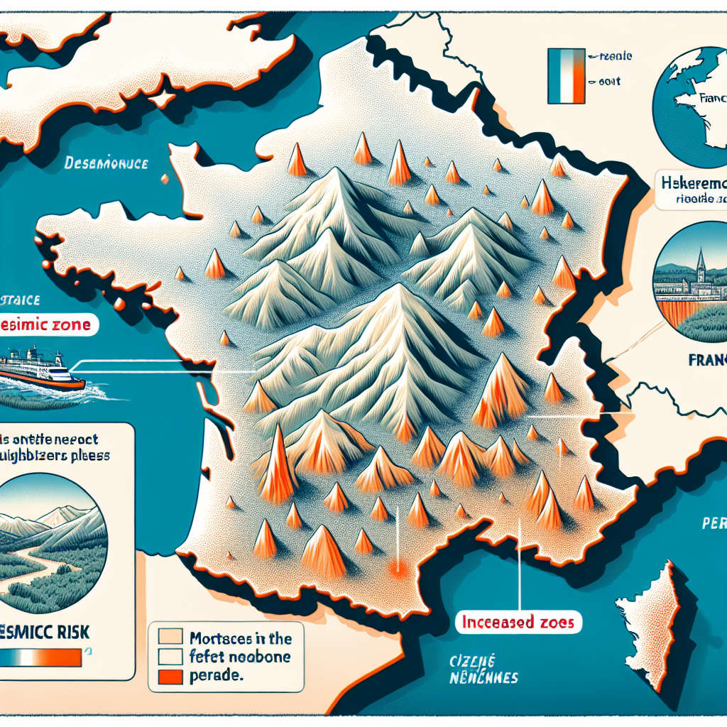 illustration: Risque sismique en France: La France est généralement considérée comme une zone de sismicité modérée. La majorité des séismes ressentis se situent dans l\'est et le sud du pays, où les effets des plaques voisines sont plus perceptibles. zones à risque accru : - Alpes. - Zone des Cévennes