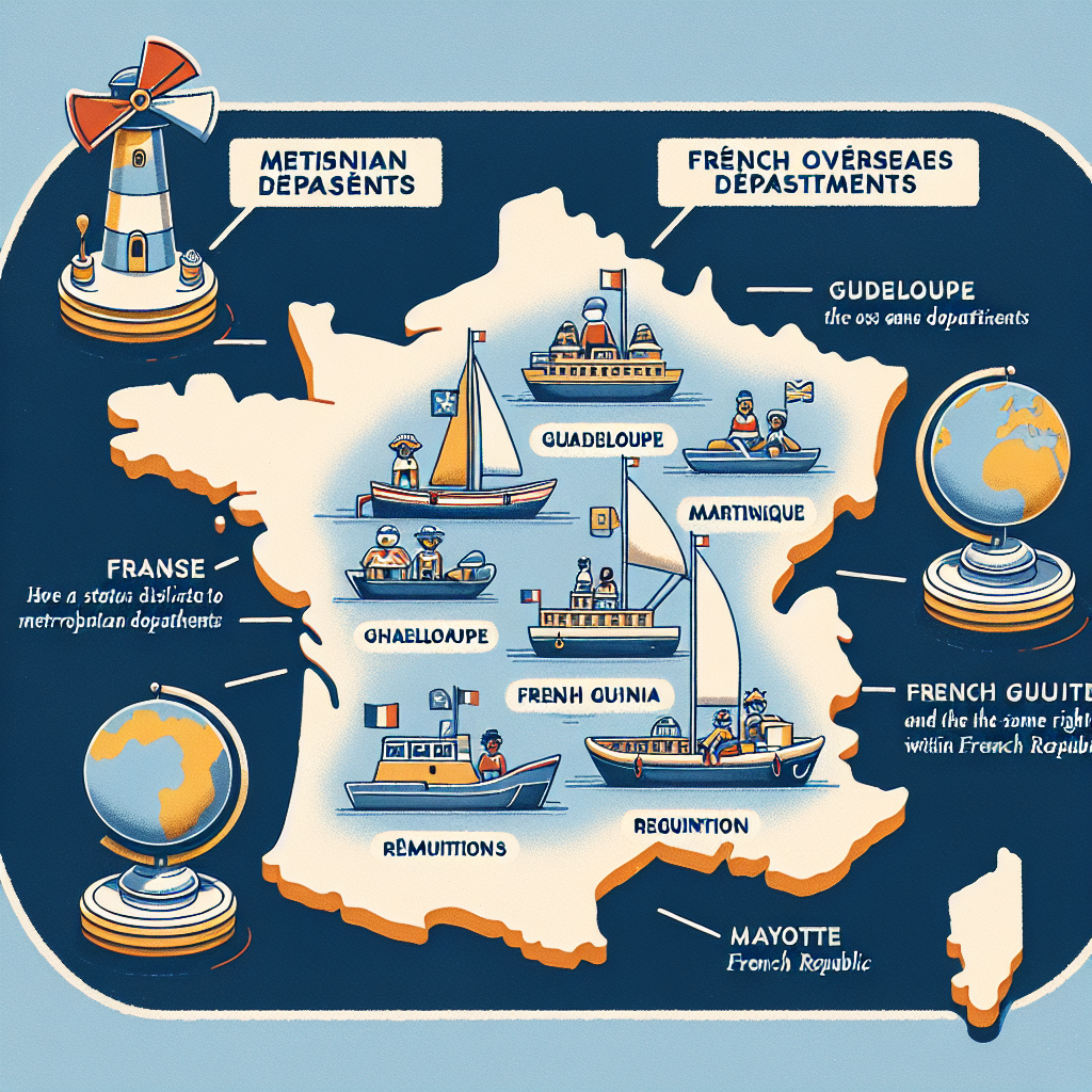 Les DROM possèdent un statut identique à celui des départements métropolitains, bénéficiant des mêmes droits et obligations au sein de la République française. Actuellement, les DROM comprennent :- Guadeloupe - Martinique - Guyane - La Réunion - Mayotte